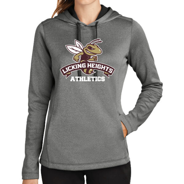 LH - Ladies PosiCharge ® Sport Wick ® Heather Fleece Hooded Pullover Thumbnail